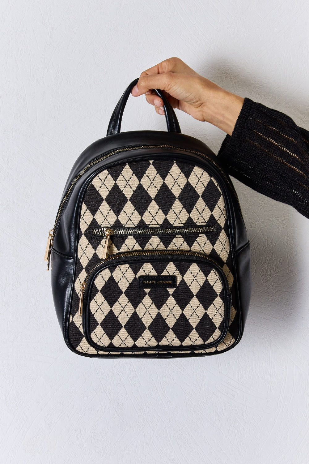 Sac à dos en cuir PU à motif losanges David Jones