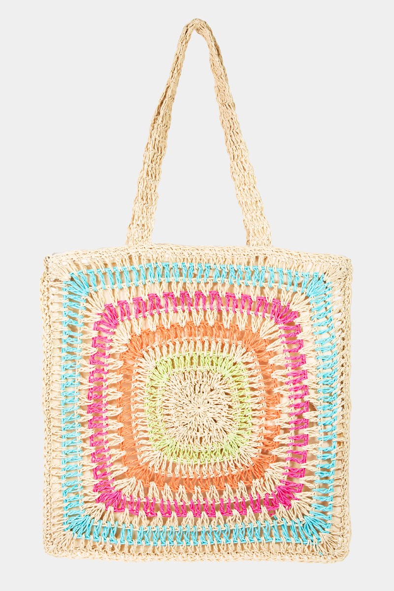 Sac fourre-tout en tricot crocheté Fame Rainbow