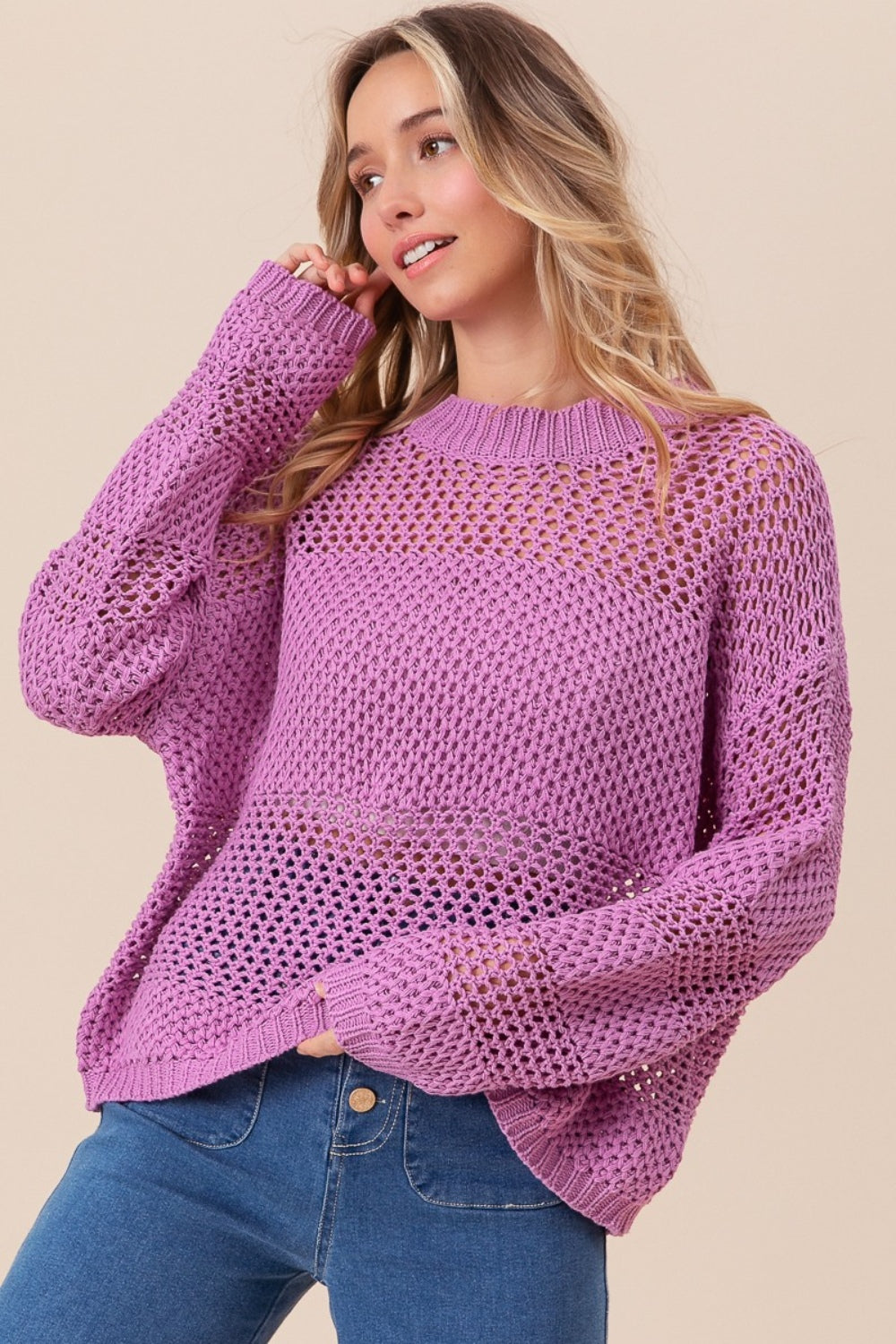 Haut en tricot ajouré à manches longues BiBi