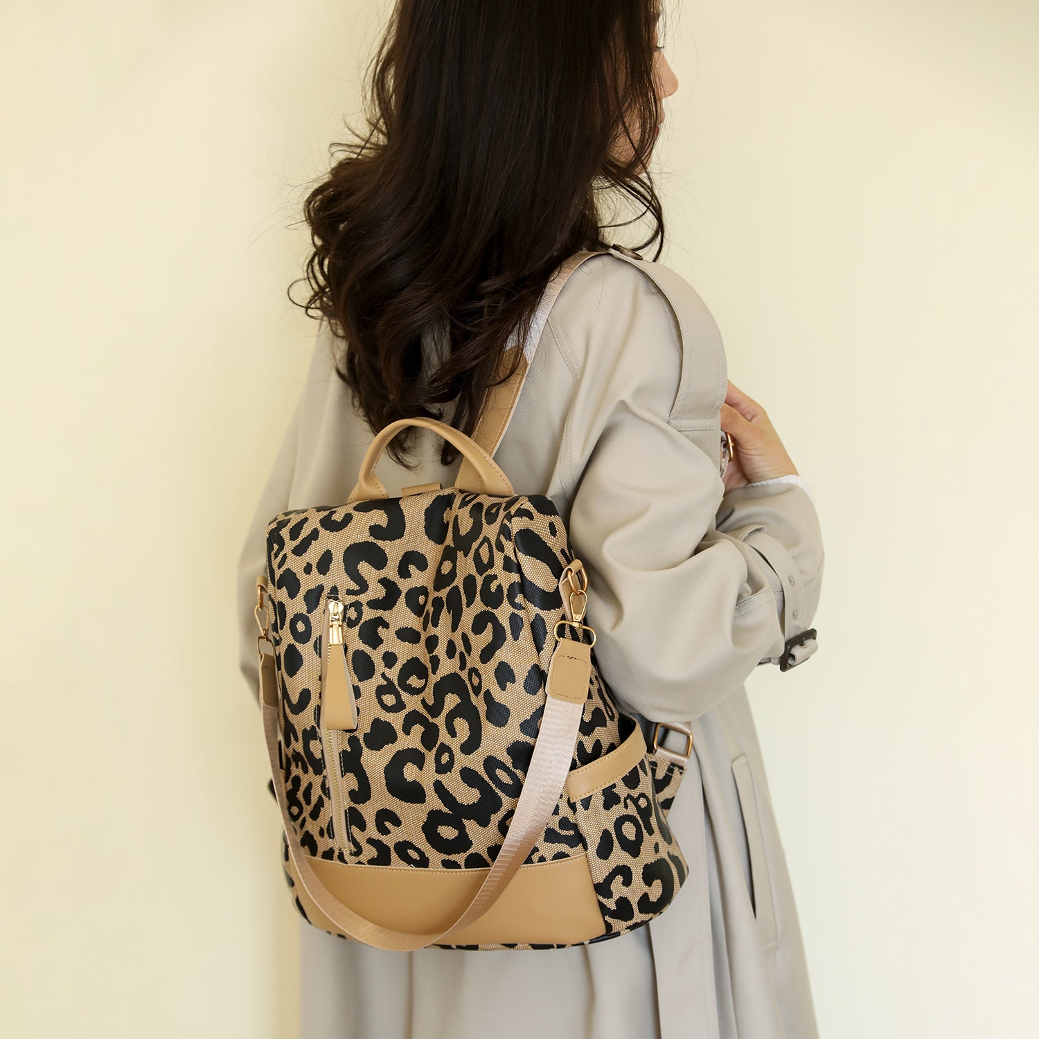 Sac à dos en cuir PU léopard