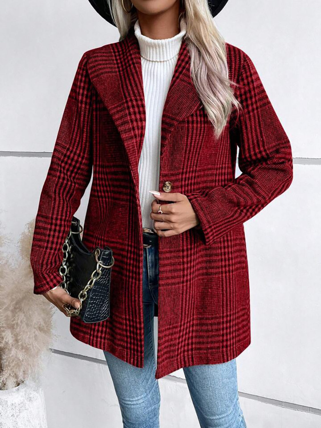 Veste à manches longues et col à carreaux