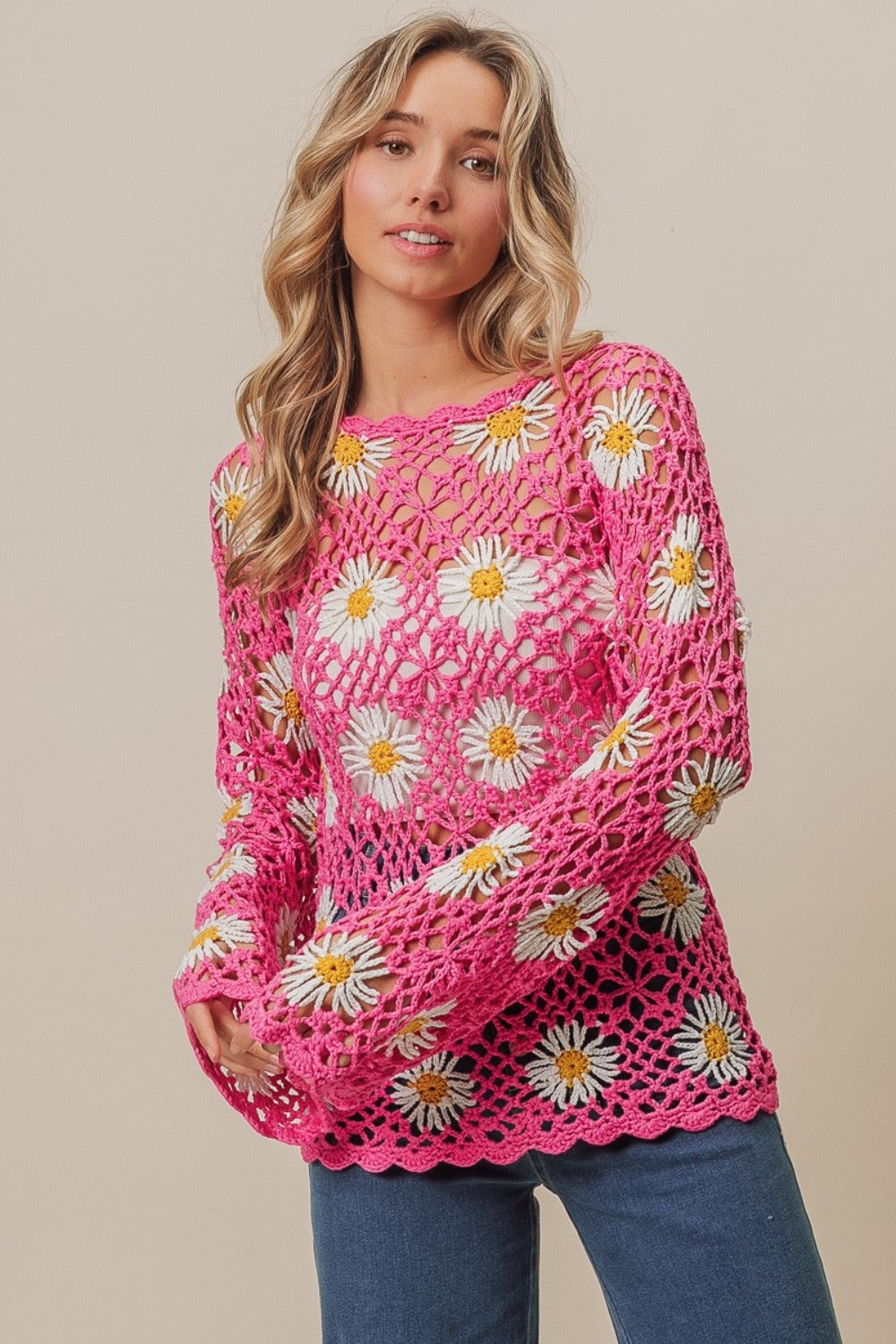 Cache-maillot BiBi en dentelle et crochet à fleurs