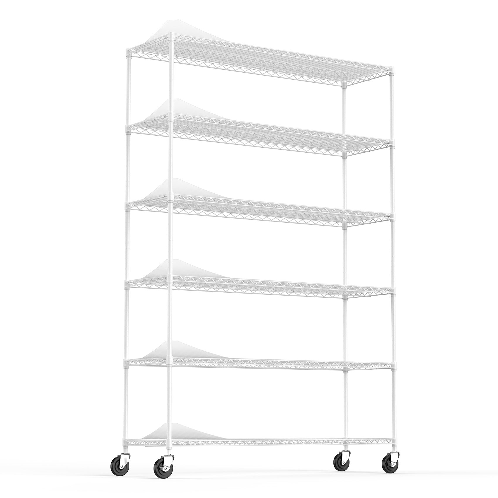 6 Tier Wire Shelving Unit 6000 LBS NSF Height Adjustable Metal Garage Storage Shelves with Wheels White