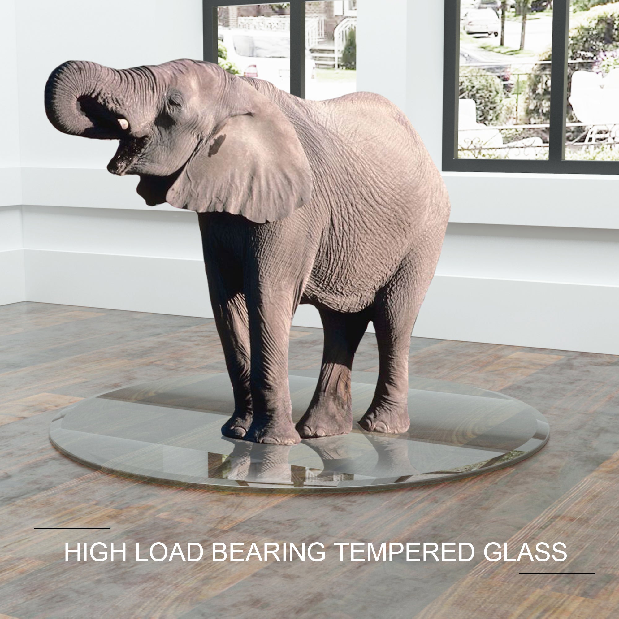Plateau de table rond en verre trempé transparent de 91 cm (36 po) d'épaisseur, bord plat poli