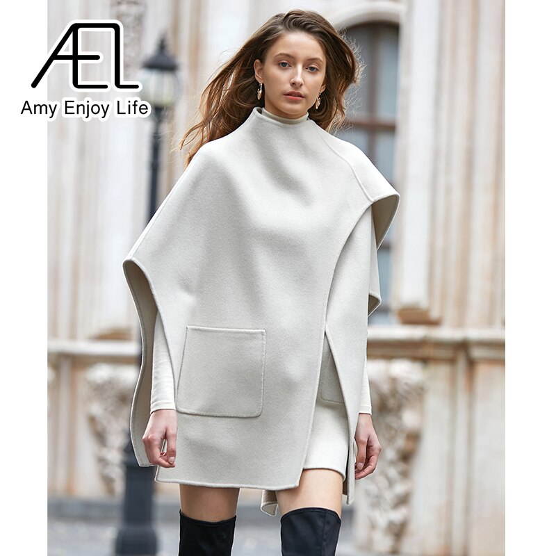Manteau en laine ample et irrégulier pour femme, style streetwear, collection automne-hiver