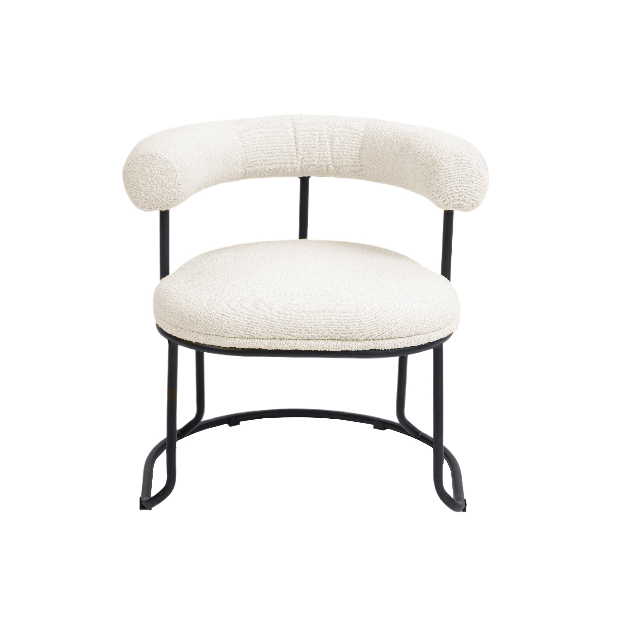 Ensemble de deux chaises de salle à manger COOLCOOL Boucle, chaise médiévale moderne à dossier incurvé, coussin rond (Boucle beige)
