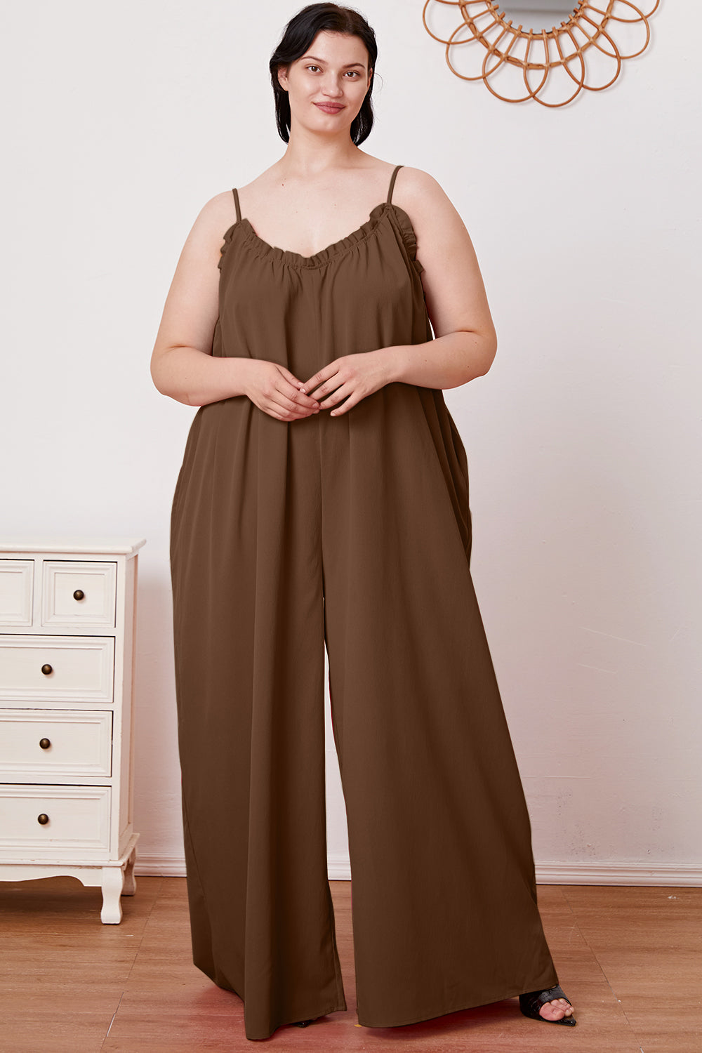 Combinaison camisole Double Take taille réelle à volants et à nouer dans le dos avec poches