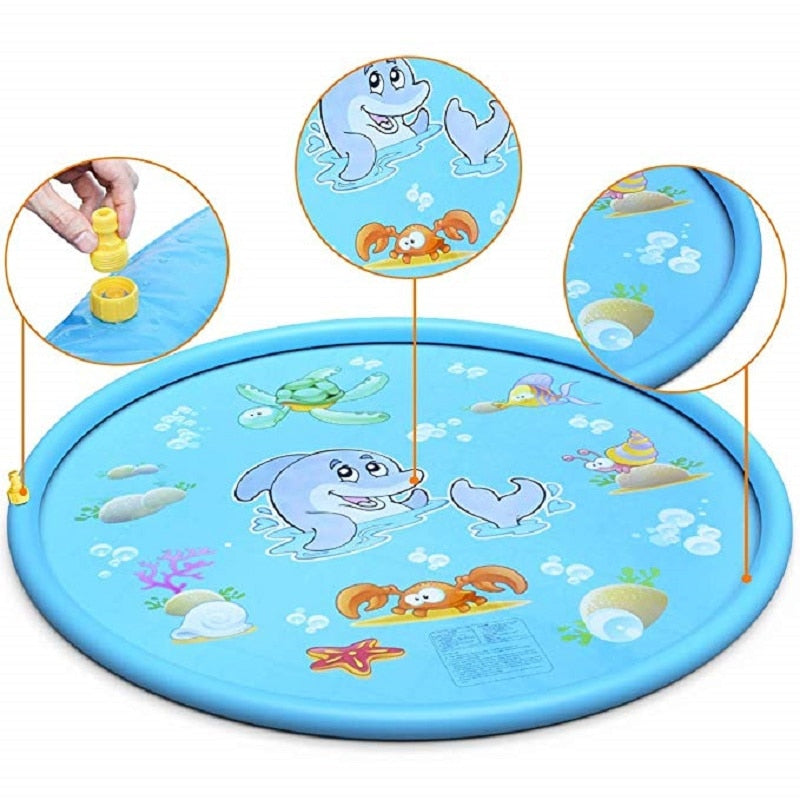 Tapis de jeu d'eau gonflable pour enfants, 170 cm, pour la plage, la pelouse, la piscine, l'extérieur