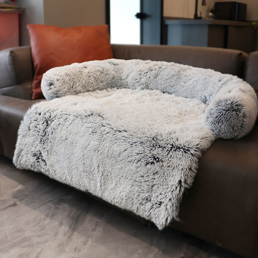 Grand canapé-lit d'hiver pour chien avec fermeture éclair, housse amovible, niche en peluche, tapis pour chat, canapé-lit pour grand chien