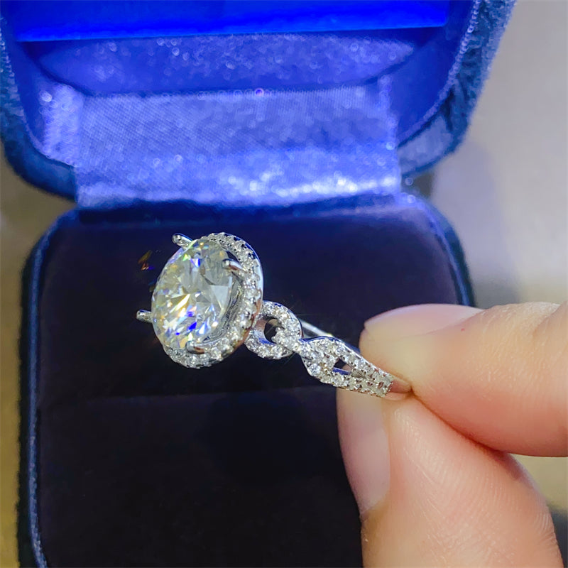 Bague en argent sterling 925 avec moissanite de 3 carats