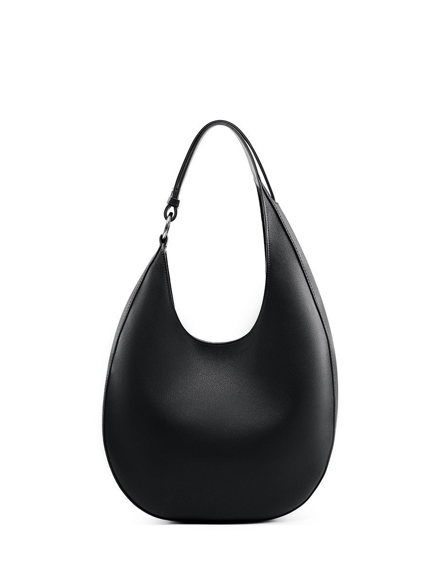 Sac à bandoulière simple en cuir véritable pour femme, sac de niche en forme de croissant, sac fourre-tout à bandoulière polyvalent et tendance