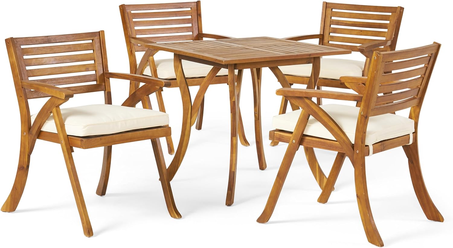 ENSEMBLE DE SALLE À MANGER EN BOIS 5 PIÈCES HERMOSA AVEC COUSSINS