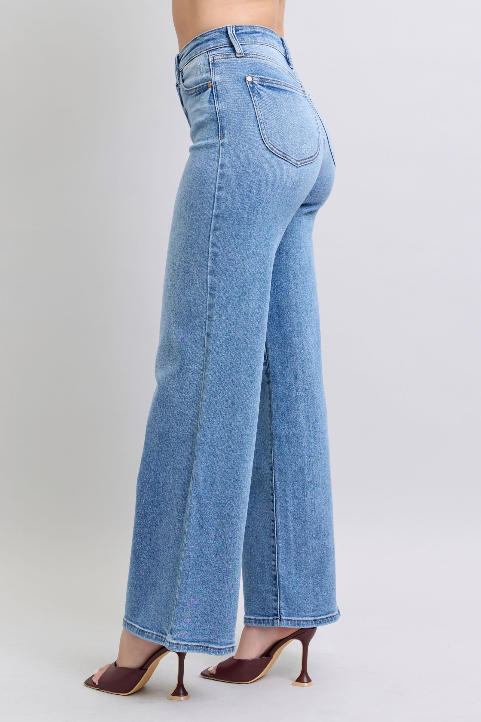 Jean large bleu Judy taille haute avec poches