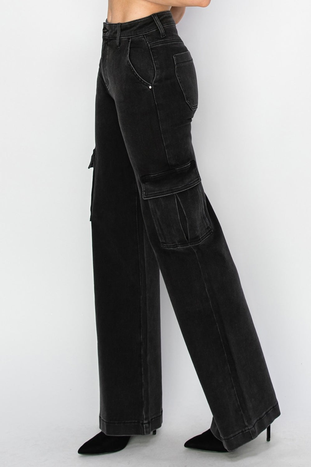 Jean cargo taille haute à jambe large et taille haute Risen
