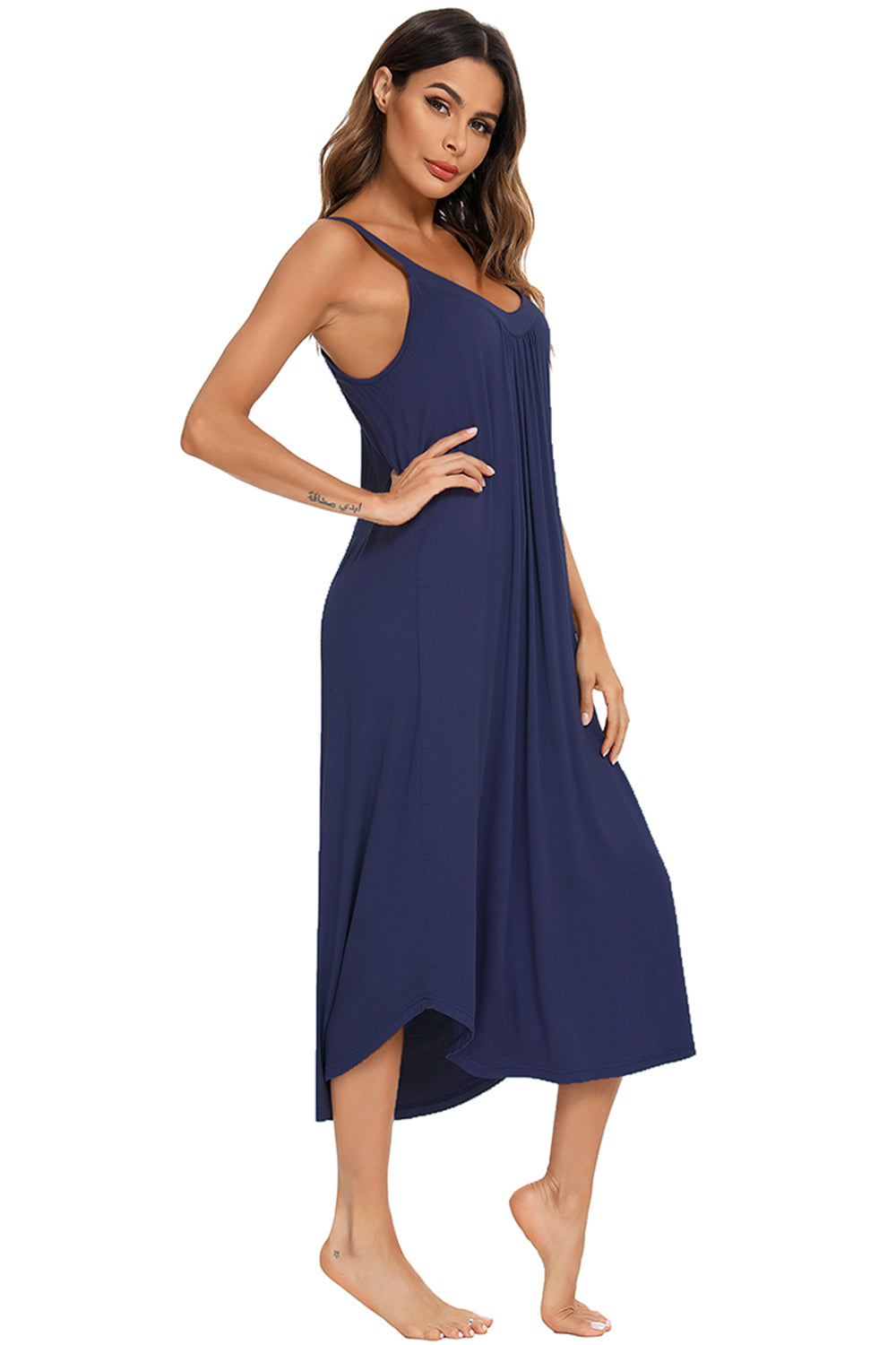 Robe midi décontractée à col en V