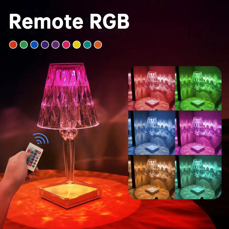 Lampe de bureau créative USB en cristal de diamant, rechargeable, tactile et haut de gamme