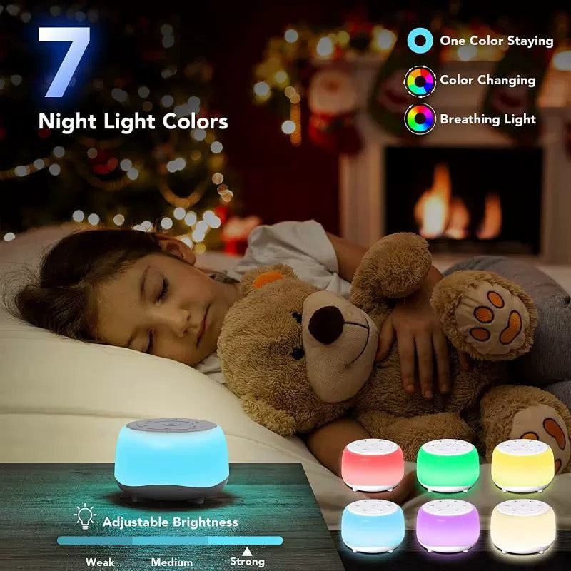 Portable Sound Machine with White Noise, Night Light, and Speaker for Baby's Soothing Sleep and Relaxation