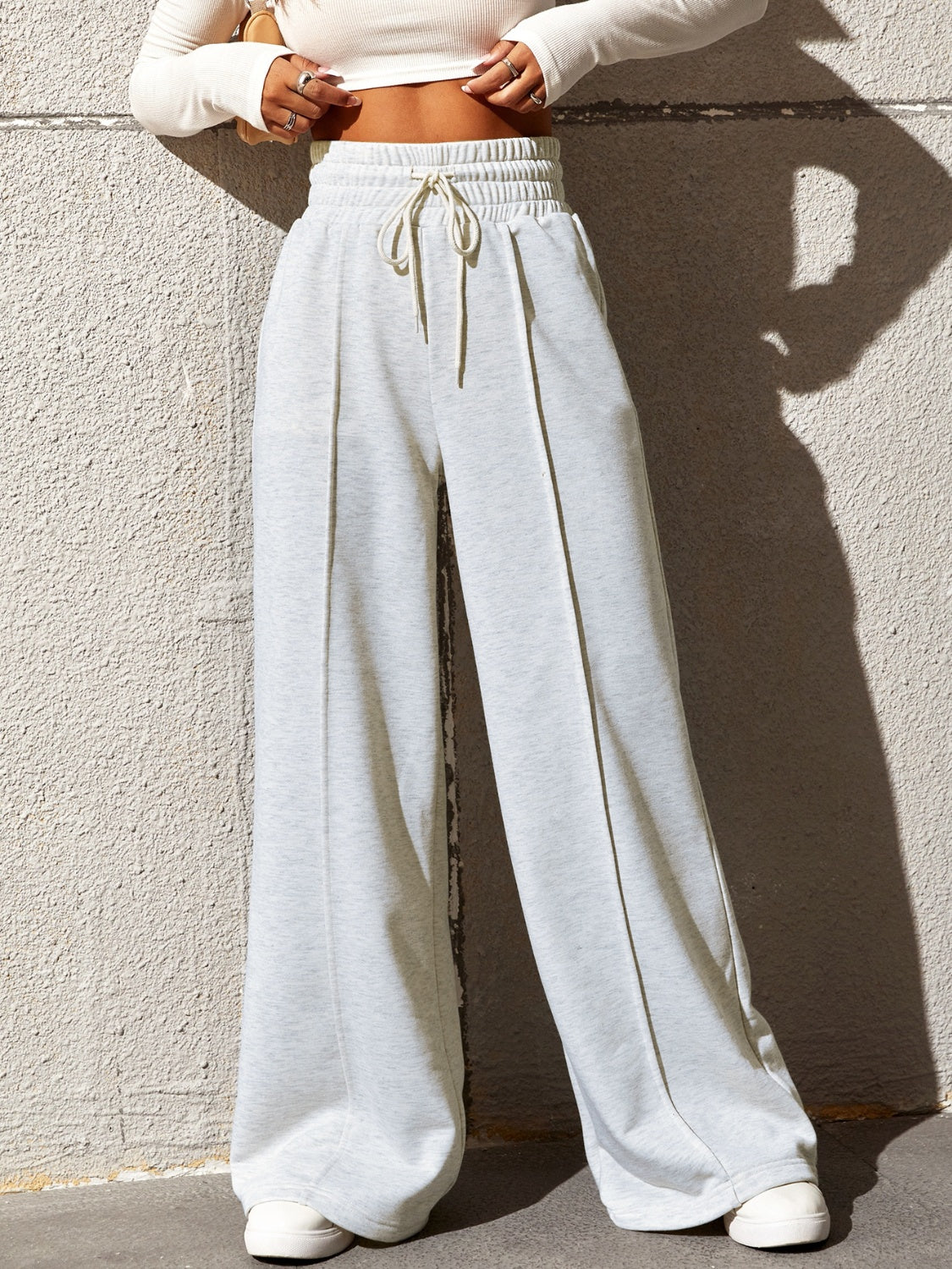 Pantalon large à taille élastique et cordon de serrage Honey