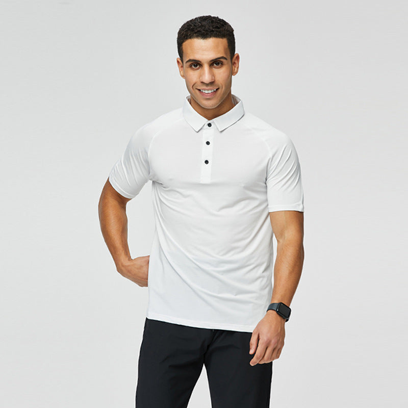 Polo de sport à séchage rapide pour homme, haut d'été à manches courtes et col business, séchage rapide, pour course à pied, fitness, entraînement