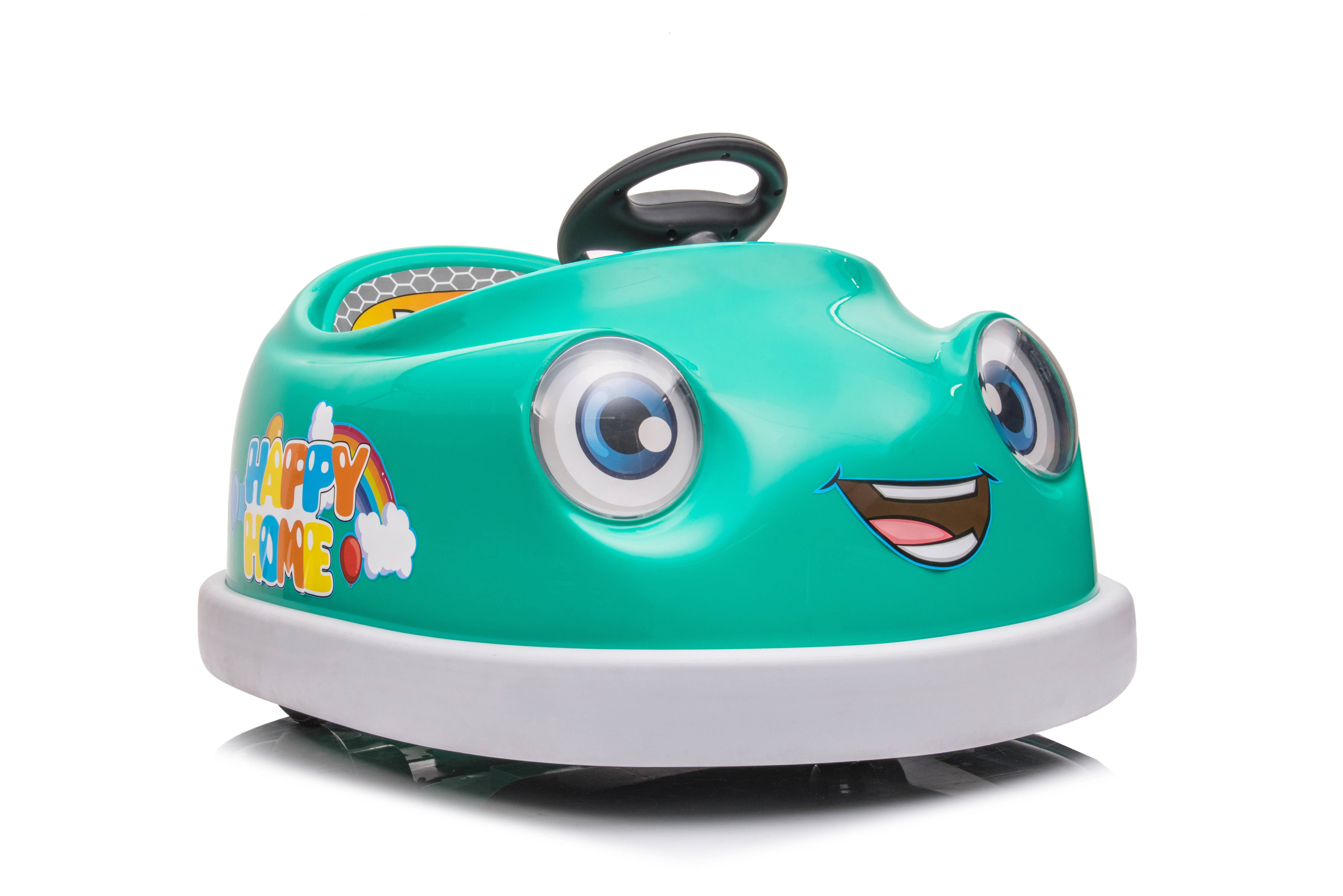 Auto-tamponneuse pour enfants, 12 V, double entraînement, voiture électrique pour enfants de 1 à 6 ans avec tige de poussée, assiette à dîner, musique, cheval à bascule