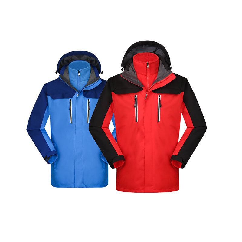 Veste d'extérieur en velours corail pour homme, combinaison intérieure deux pièces pour femme, détachable