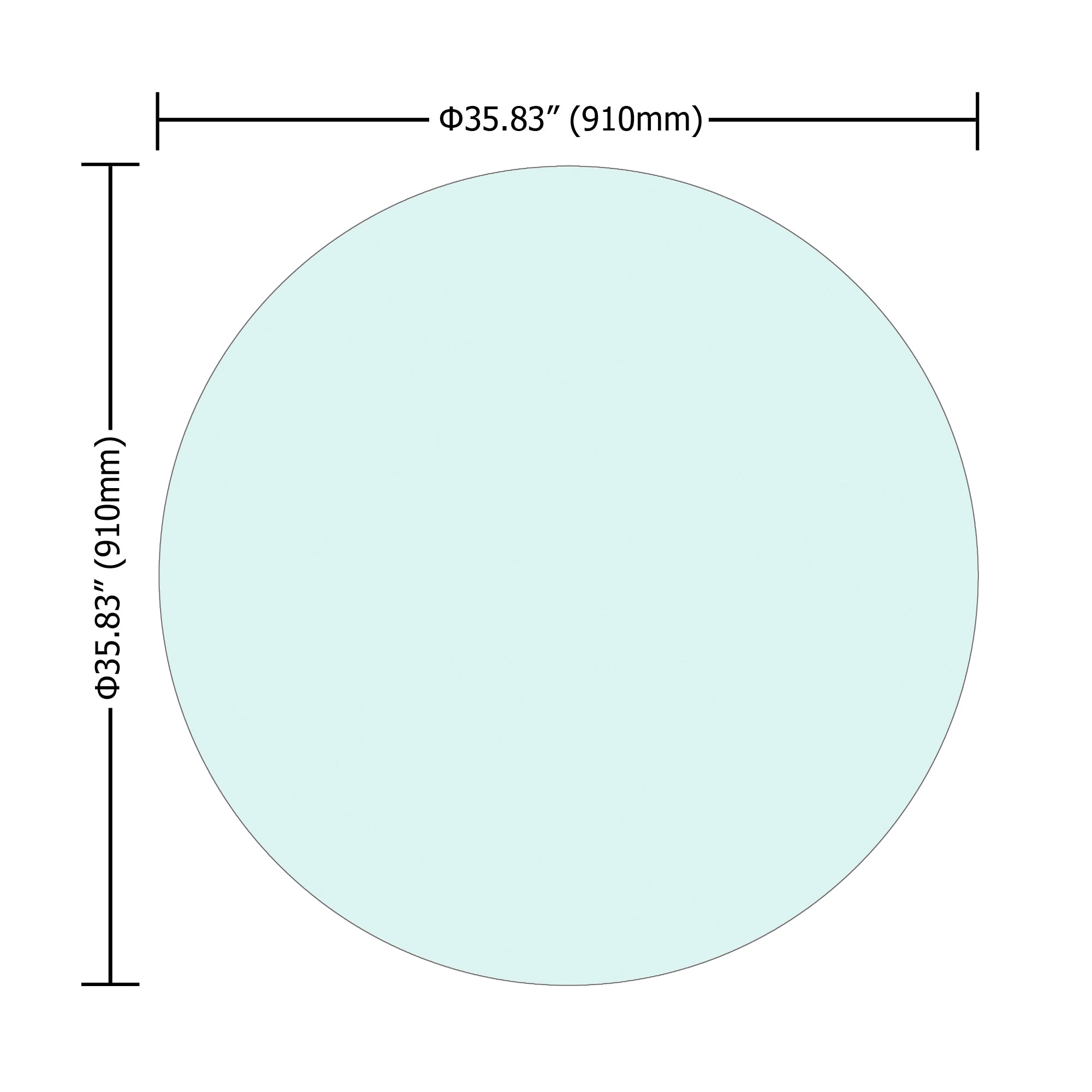 Plateau de table rond en verre trempé transparent de 91 cm (36 po) d'épaisseur, bord plat poli
