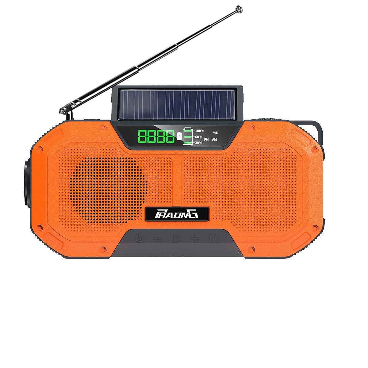 Radio d'urgence extérieure, haut-parleur Bluetooth, lampe de poche solaire, charge mobile, 5 000 mAh, grande capacité