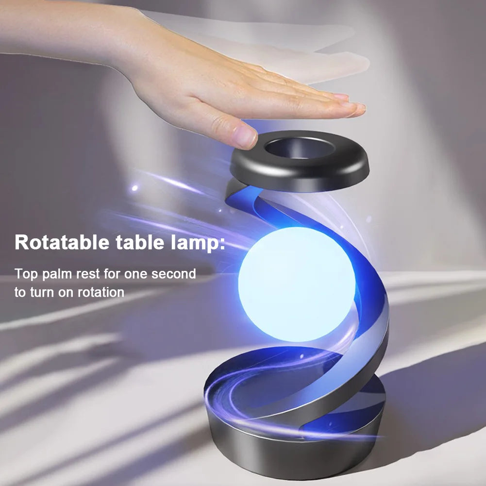 Lampe de table flottante en forme de lune à LED RVB avec chargeur sans fil pour bureau, chambre à coucher, maison