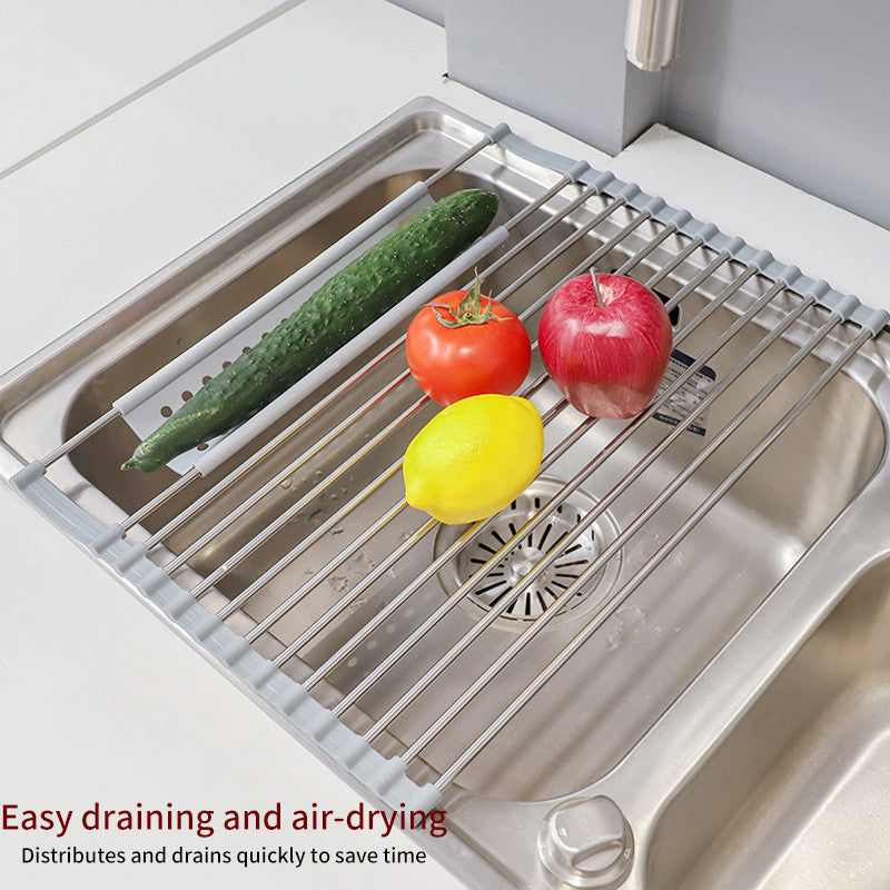 201 Stainless Steel Collapsible Drain Rack Household Sink Drip Rack Dish Washing Basin Fruit And Vegetable Dishes Chopsticks Water Filtering Rack