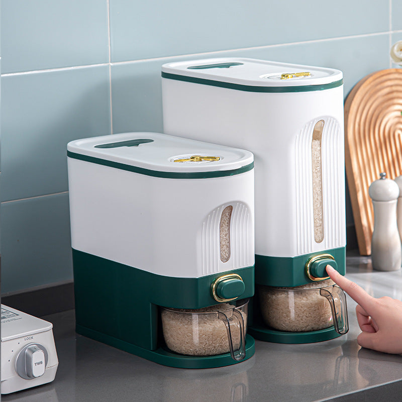 Sandwich Type Household Rice Bucket Sealed Insect Proof Moisture-Proof Narrow Edge Grain and Miscellaneous Grain Storage Bucket Press Type Rice Storage Box Rice Jar