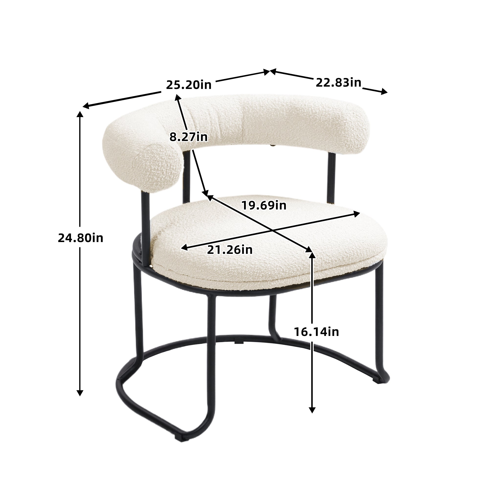 Ensemble de deux chaises de salle à manger COOLCOOL Boucle, chaise médiévale moderne à dossier incurvé, coussin rond (Boucle beige)