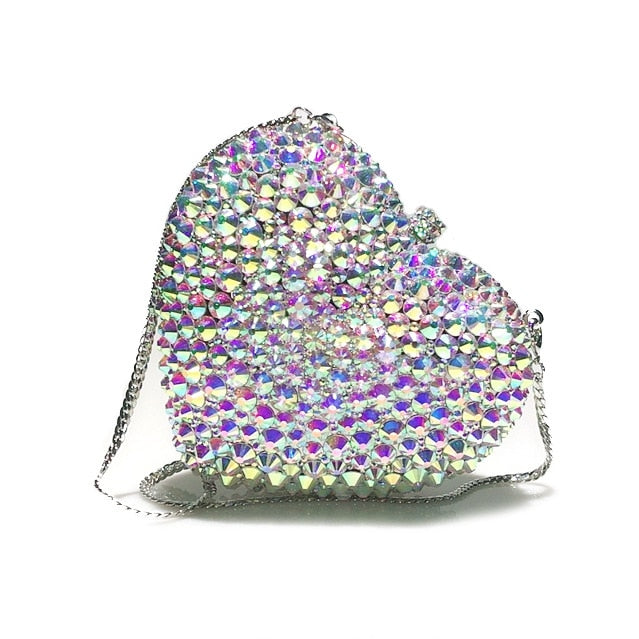 Sacs de soirée romantiques en diamant en forme de cœur pour femmes, nouveau design, sacs à bandoulière personnalisés, jolis sacs à main pour dîner de mariage