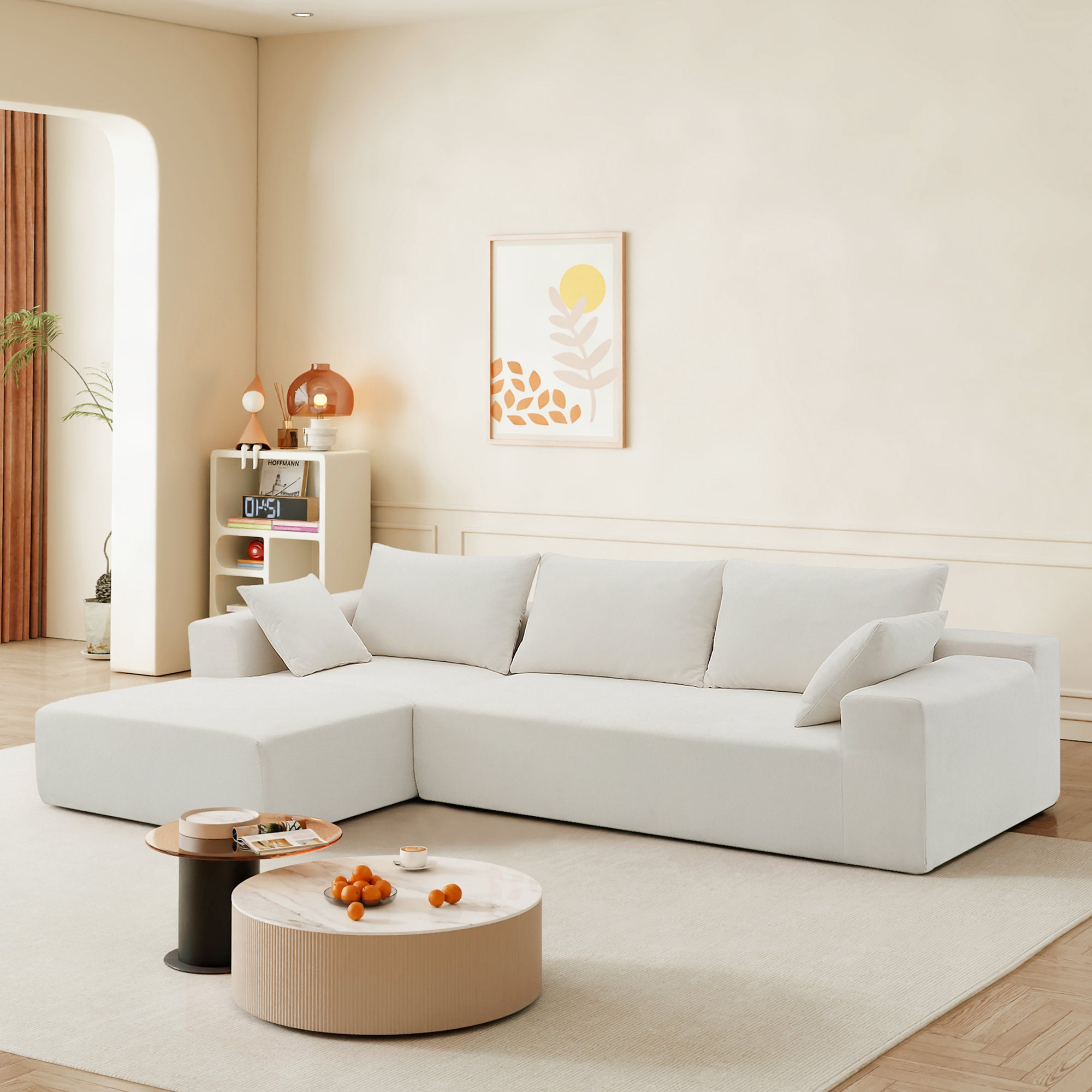 Ensemble de canapés de salon modulaires 109 x 68 pouces, style minimaliste moderne, blanc