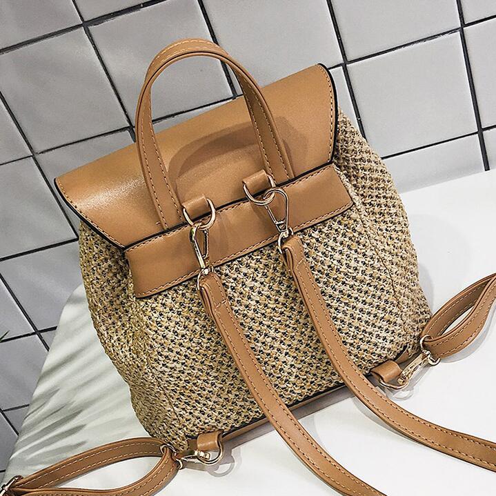 Sac à dos en paille pour femme, sac à bandoulière, sac à dos de loisirs, de plage, pour adolescentes, de qualité, pour voyage, livres