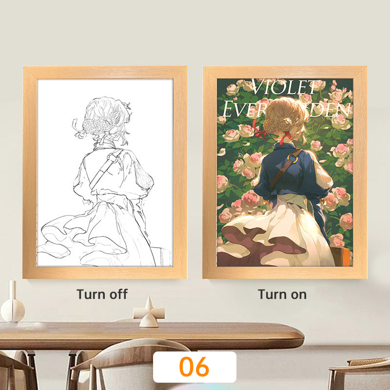 Lampe de lune à LED avec peinture lumineuse animée Kyojuro Rengoku Kimetsu Demon Slayer, cadre photo pour décoration murale de chambre, cadeaux Hoom Deco No Yaiba