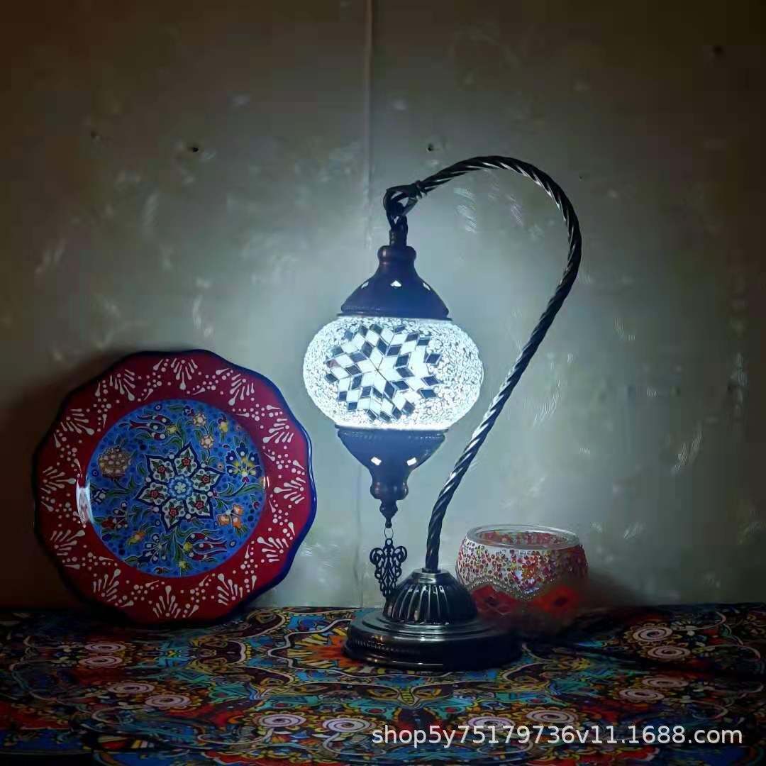 Table de chevet en mosaïque rétro marocaine exotique, coiffeuse Little Swan Cafe, table basse, lampe décorative
