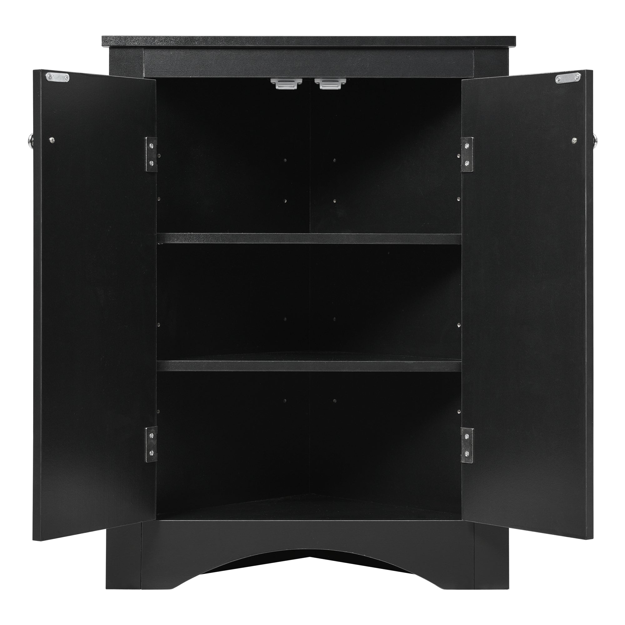 Meuble de rangement triangulaire noir pour salle de bain avec étagères réglables, meuble de sol autoportant pour cuisine