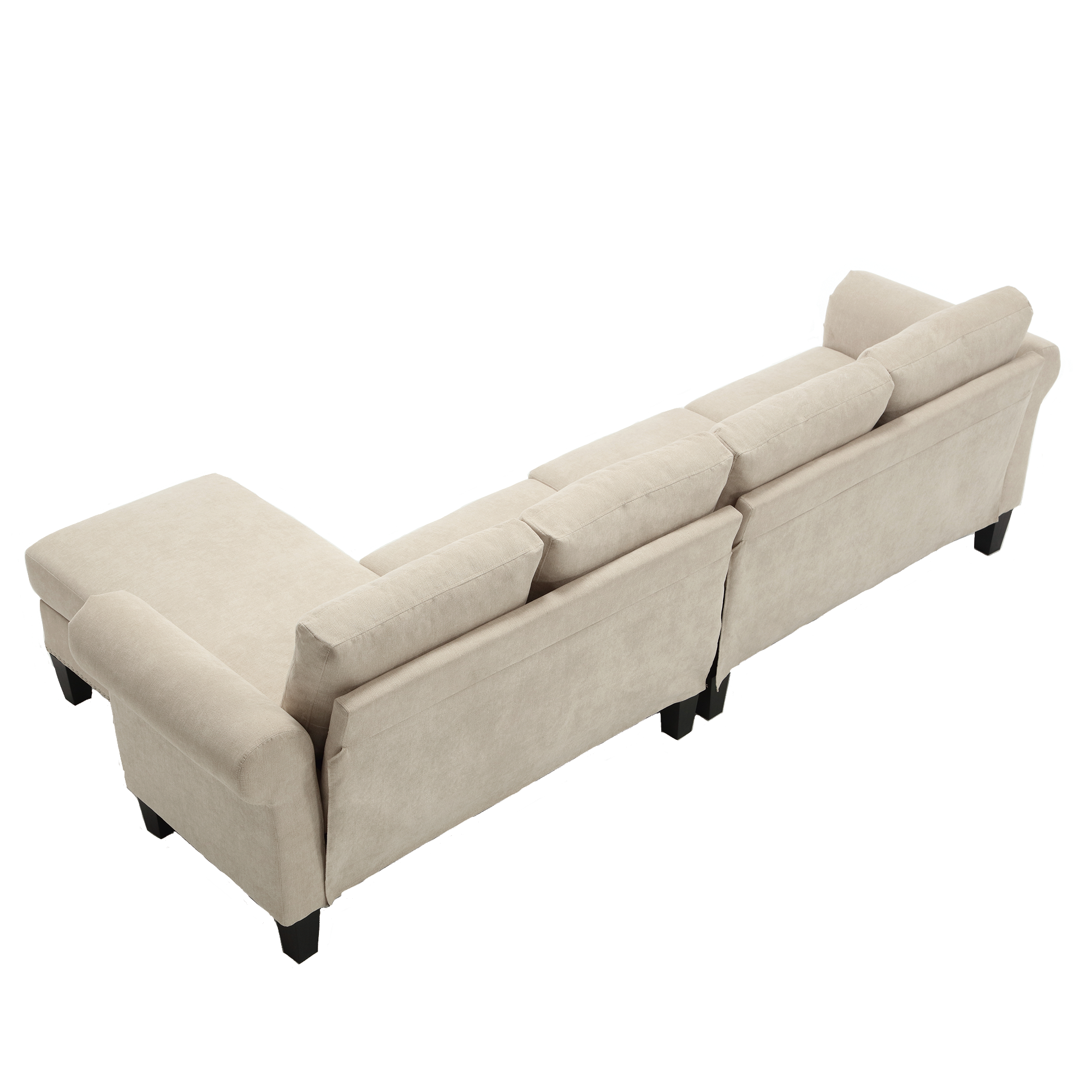Canapé sectionnel convertible avec rangement, canapé en L, canapé quatre places, canapés sectionnels modernes en tissu lin beige
