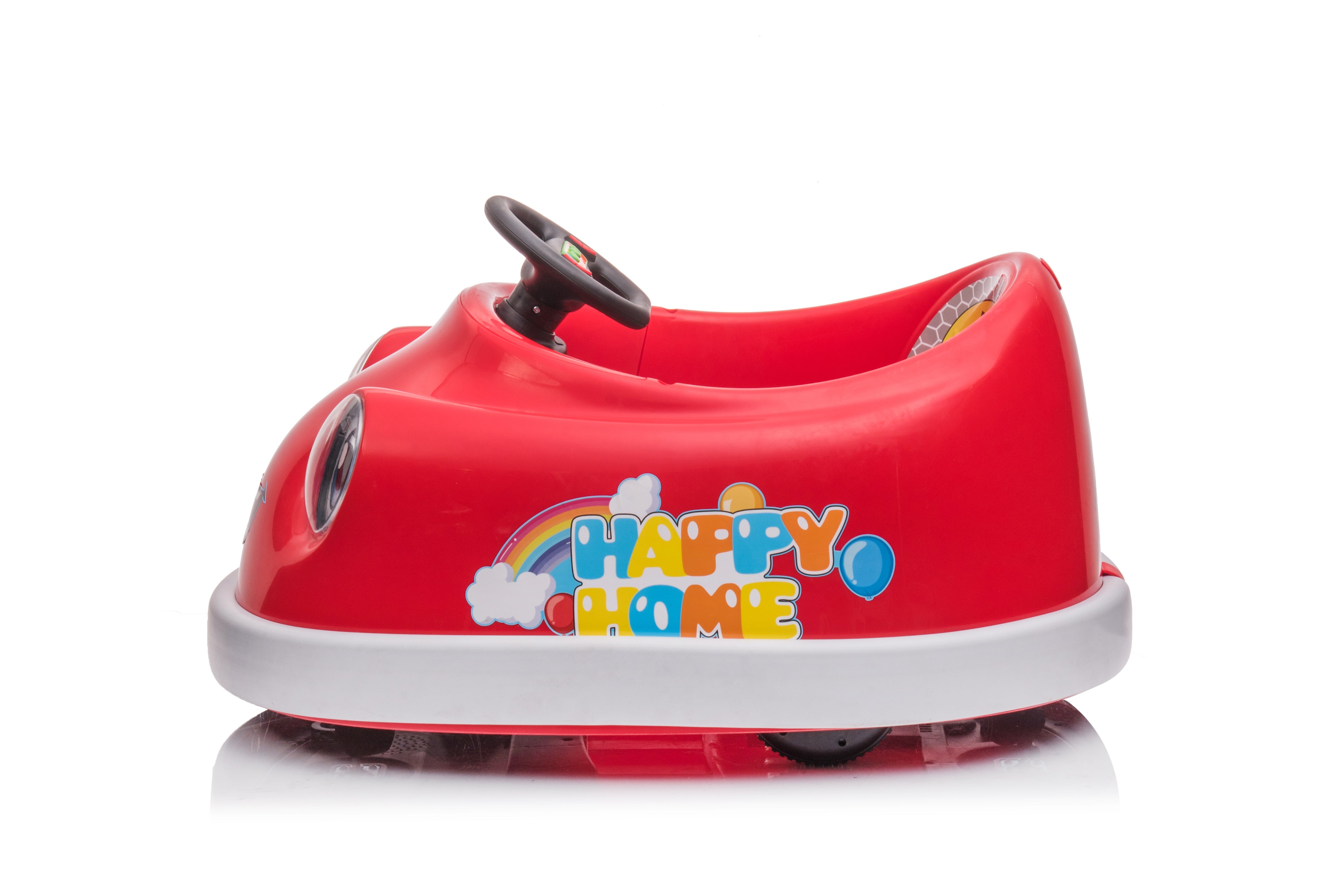 Auto tamponneuse pour enfants de 1 à 6 ans Voiture électrique pour enfants avec tige de poussée Assiette à dîner Musique Mode cheval à bascule