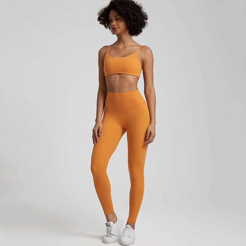 Vêtements de yoga nus européens et américains pour femmes, lifting des fesses, combinaison de course respirante et moulante, vêtements de sport et de fitness du dos