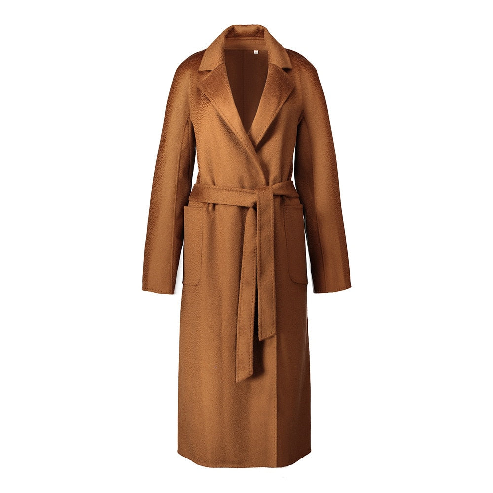 Manteau en laine et cachemire pour femme, nouveau style automne et hiver, fait à la main, tissu double face ondulé