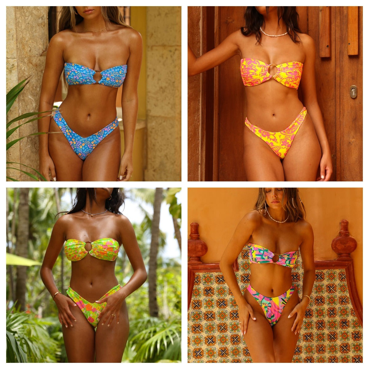 Maillot de bain deux pièces sexy imprimé bikini multicolore