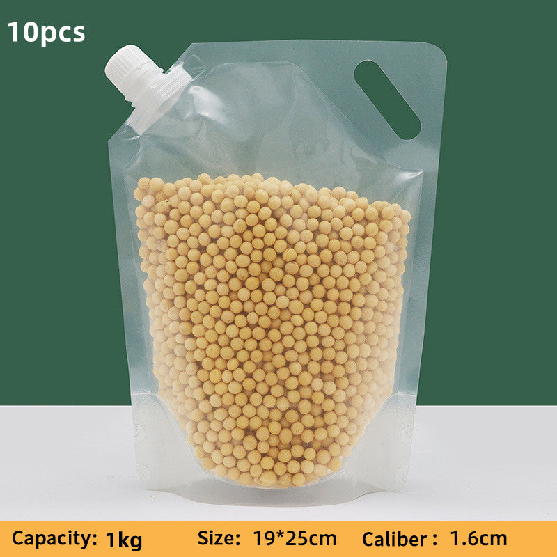 5/10pcs Grain Storage Bag Transparent Self-Supporting Nozzle Bag Sealed Storage Bag