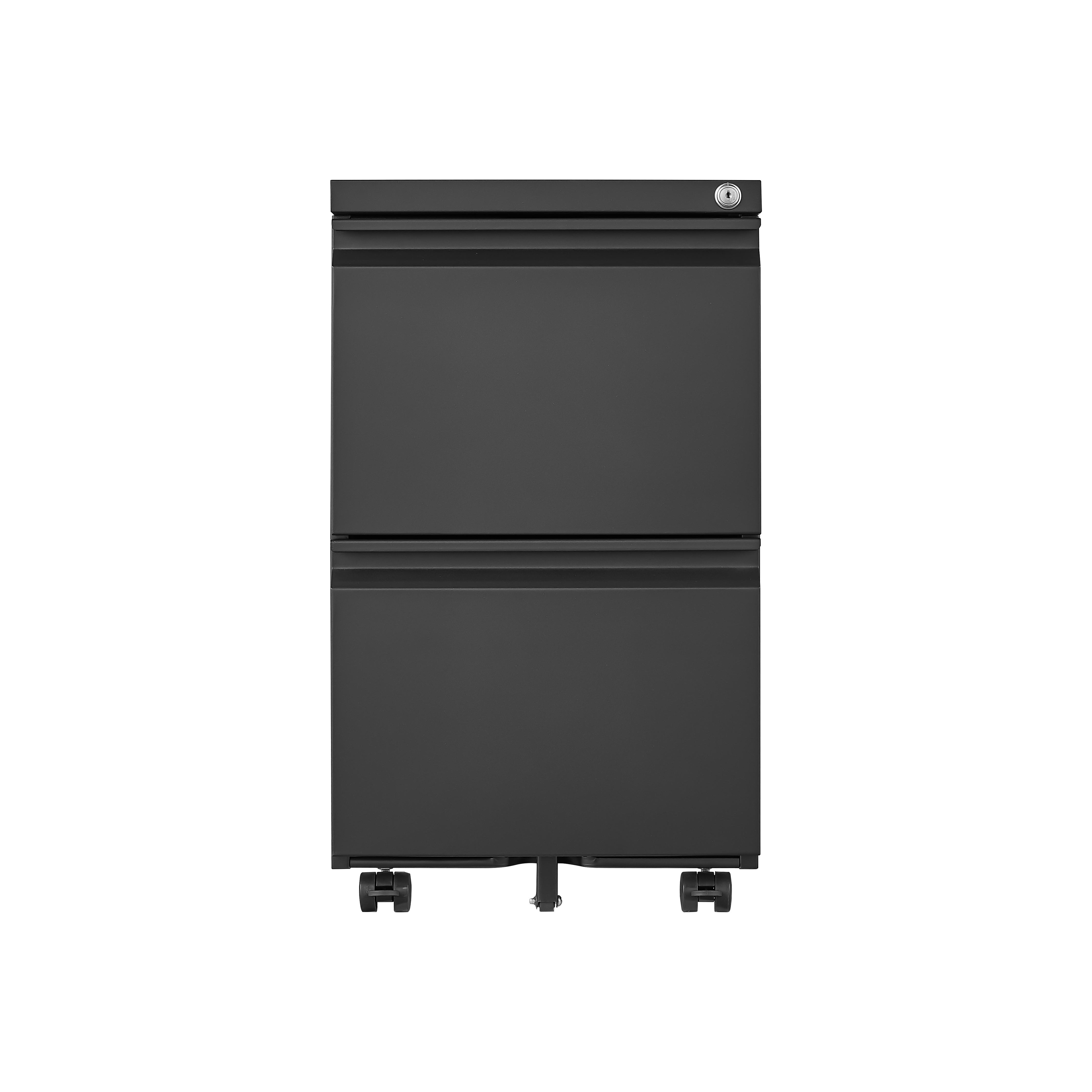 Metal 2 drawer mobile file cabinet with lock, 25.6-inch high legal/letter size file storage cabinet black
