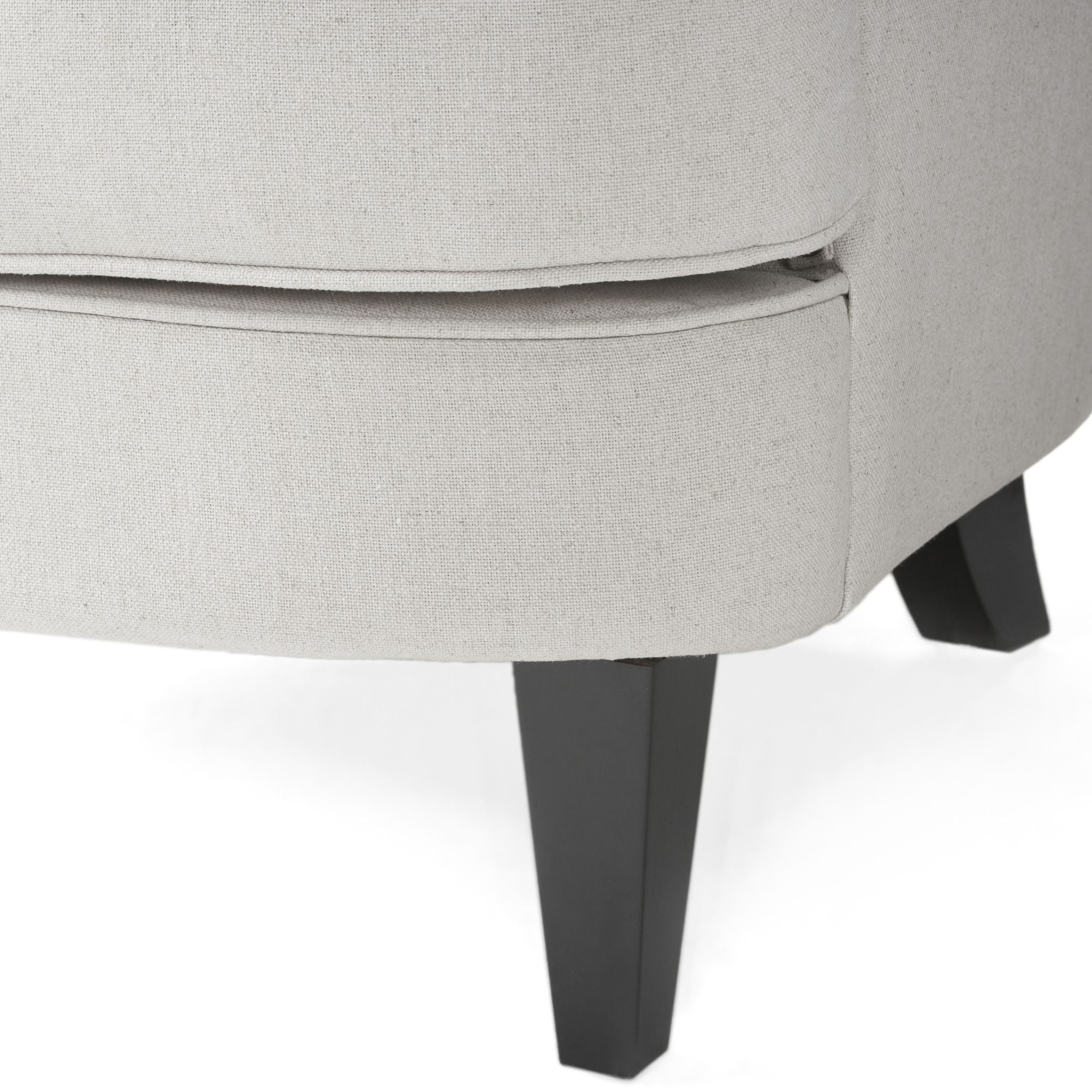 Ensemble de fauteuil club et ottoman en tissu gris clair moderne, fauteuil rembourré élégant, associé à un style ottoman