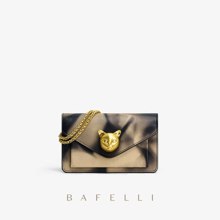 Sac de créateur original pour femmes, nouveau sac tête de chat, niche, sac léger de luxe en cuir pour femmes, sac messager à chaîne tendance