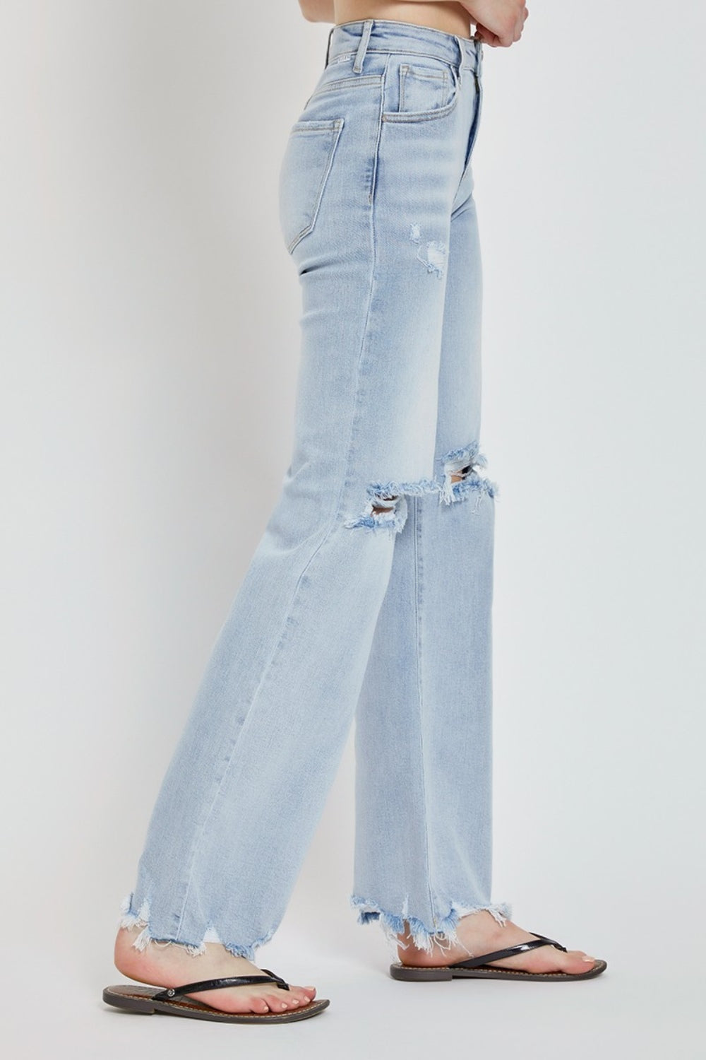 Jean large taille haute RISEN à effet usé