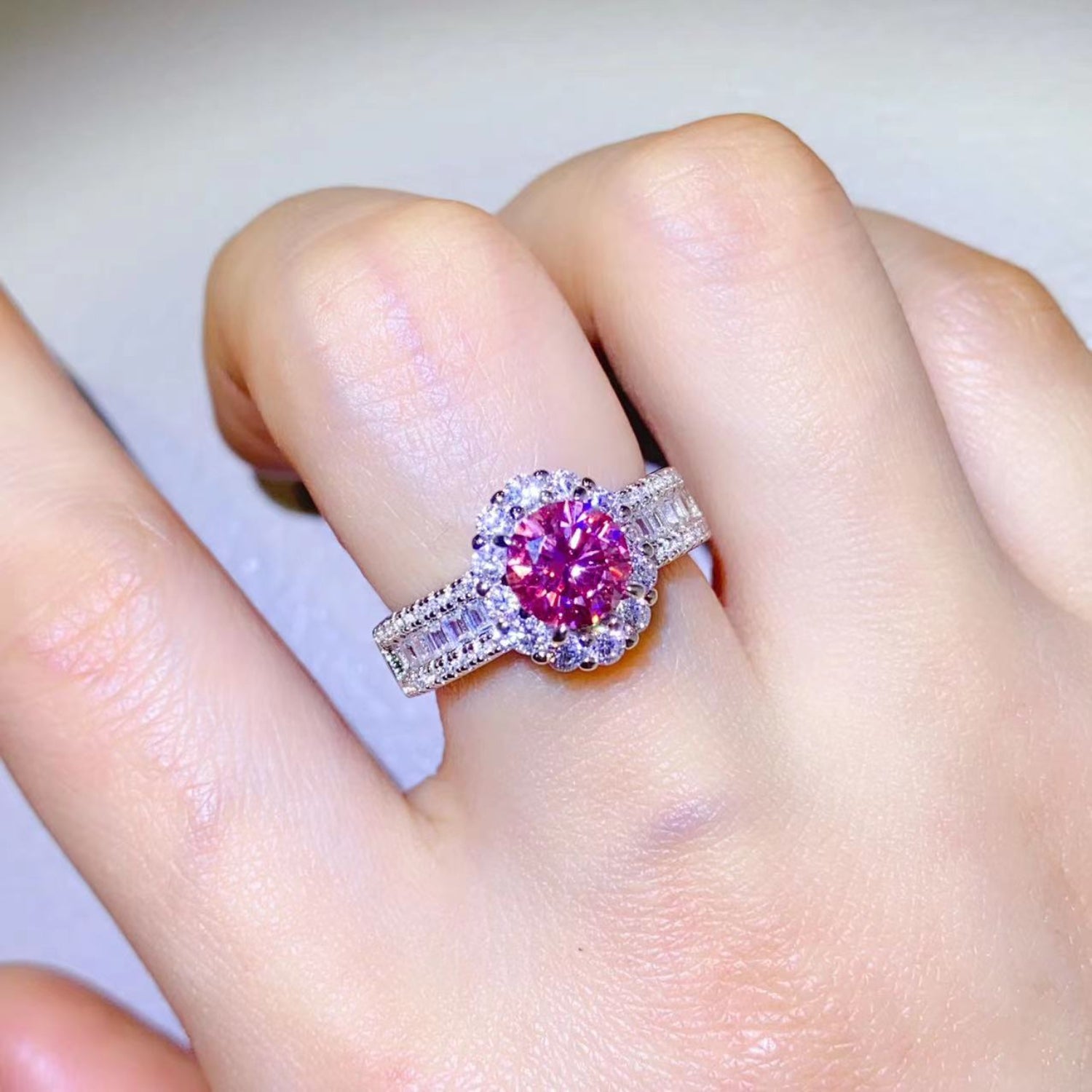 Bague en argent sterling 925 avec moissanite de 1 carat