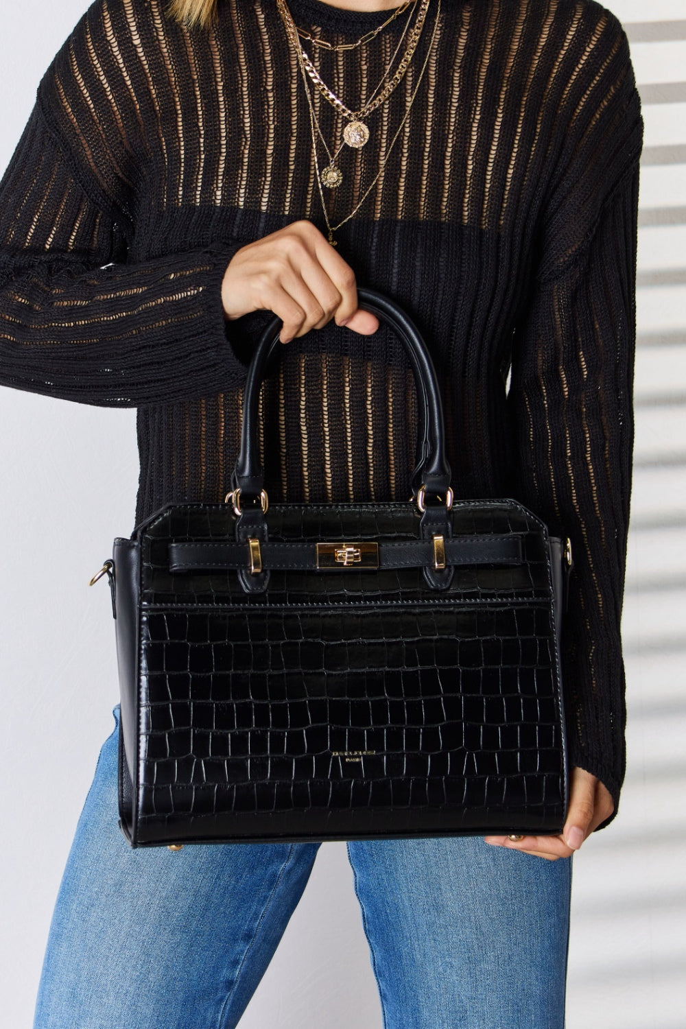 Sac à main en cuir PU texturé David Jones