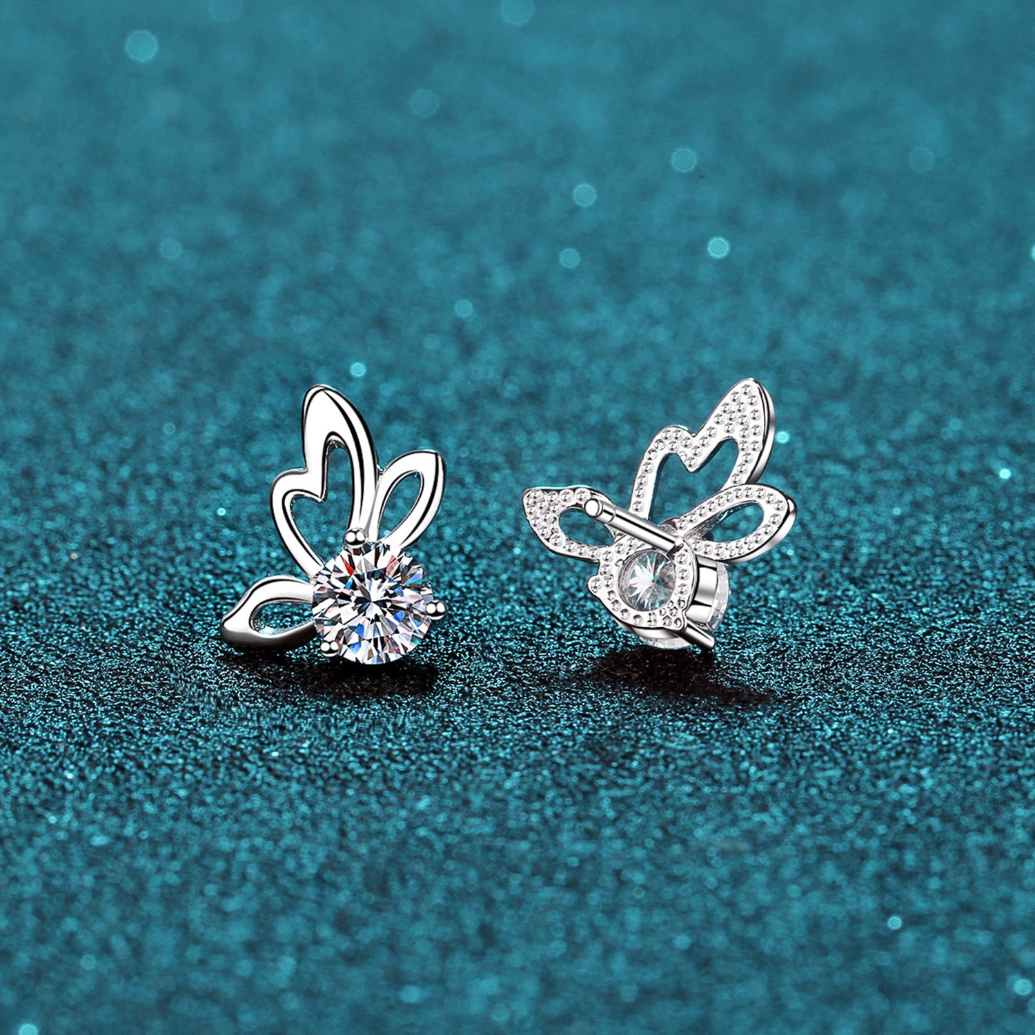 Boucles d'oreilles papillon en moissanite 1 carat